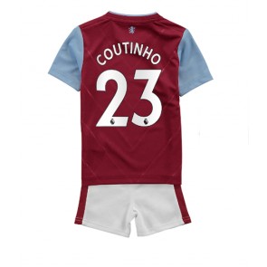 Aston Villa Philippe Coutinho #23 kläder Barn 2022-23 Hemmatröja Kortärmad (+ korta byxor)